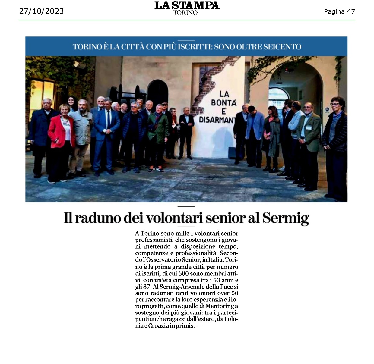 “L’esperienza dei senior, una preziosa risorsa per i giovani”